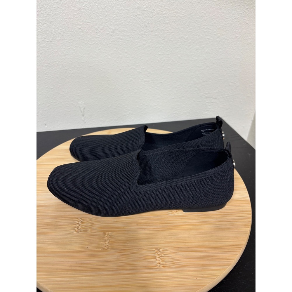 Steve Madden Raine Loafers Women 7 Black Fabric‎ Knit Square Toe Slip On Flats - Picture 6 of 9